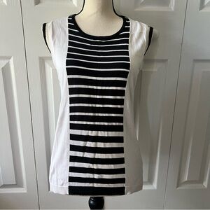 Carlisle women’s Silk Black and White Striped Tank Top Size Large